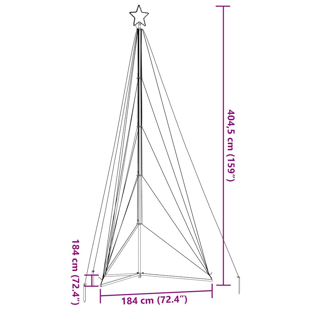 Kerstboomverlichting 615 blauwe LED's 404,5 cm