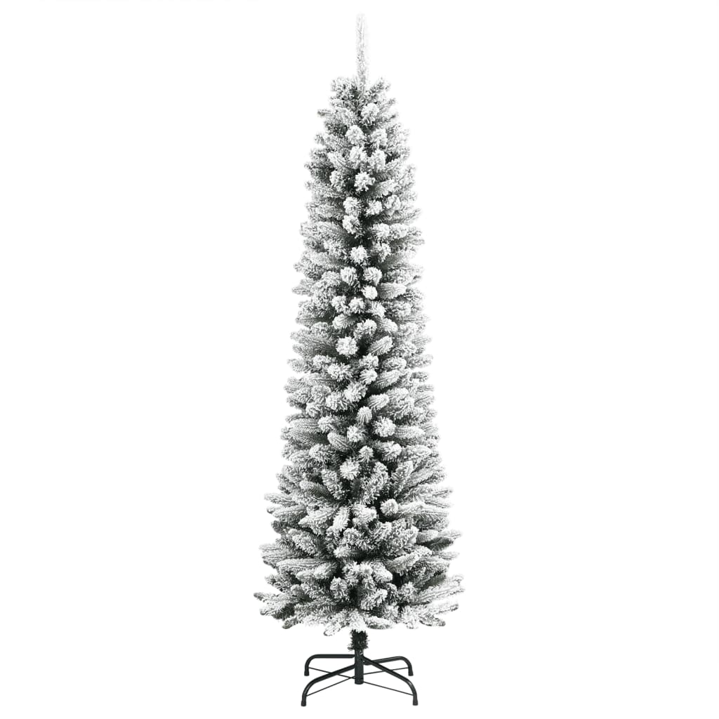 Künstlicher Weihnachtsbaum mit Schnee schmal 210 cm PVC und PE