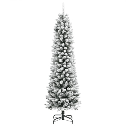 Kunstkerstboom met sneeuw smal 210 cm PVC en PE