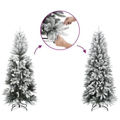 Künstlicher Weihnachtsbaum mit Schnee schmal 210 cm PVC und PE