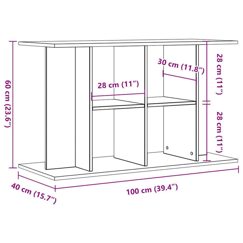 Aquariumstandaard 100x40x60 cm bewerkt hout oud houtkleurig