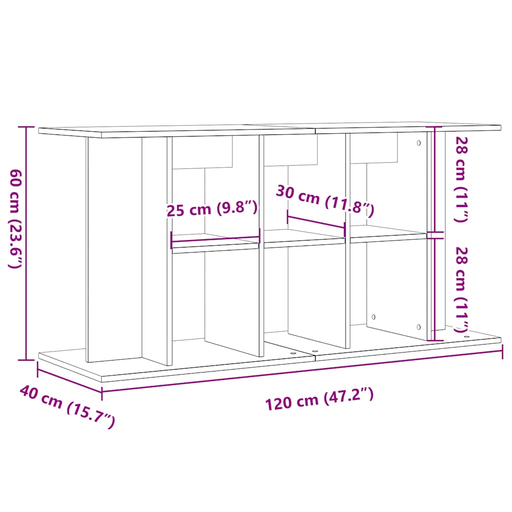 Aquariumstandaard 120x40x60 cm bewerkt hout oud houtkleurig