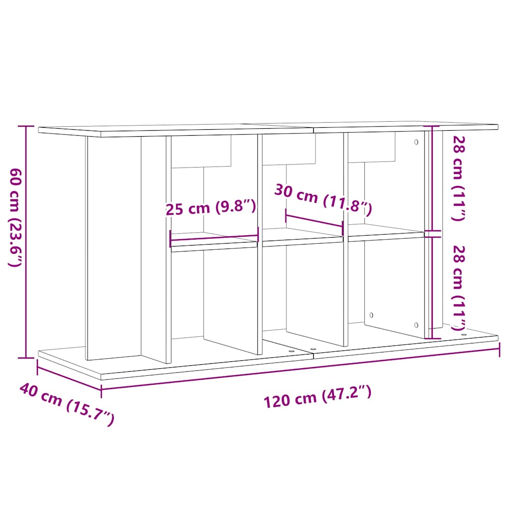 Aquariumstandaard 120x40x60 cm bewerkt hout artisanaal eiken