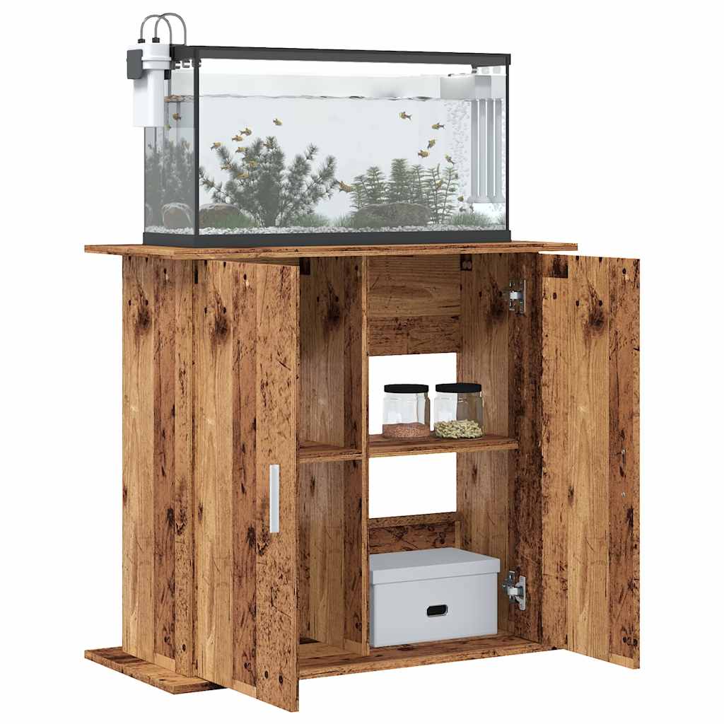 Aquariumstandaard 81x36x73 cm bewerkt hout oud houtkleurig