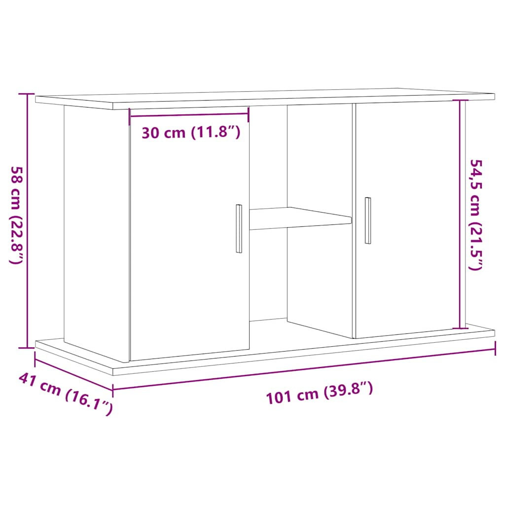 Aquariumstandaard 101x41x58 cm bewerkt hout oud houtkleurig