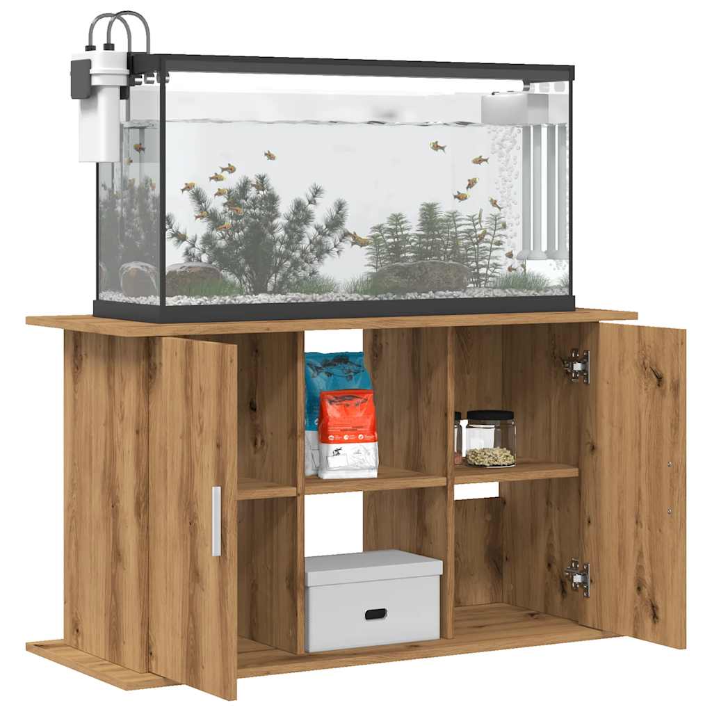 Aquariumstandaard 101x41x58 cm bewerkt hout artisanaal eiken