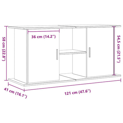 Aquariumstandaard 121x41x58 cm bewerkt hout oud houtkleurig