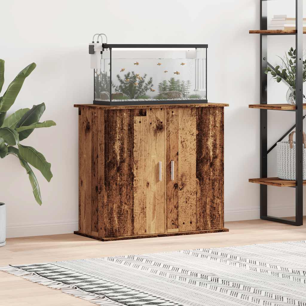 Aquariumstandaard 81x36x73 cm bewerkt hout oud houtkleurig