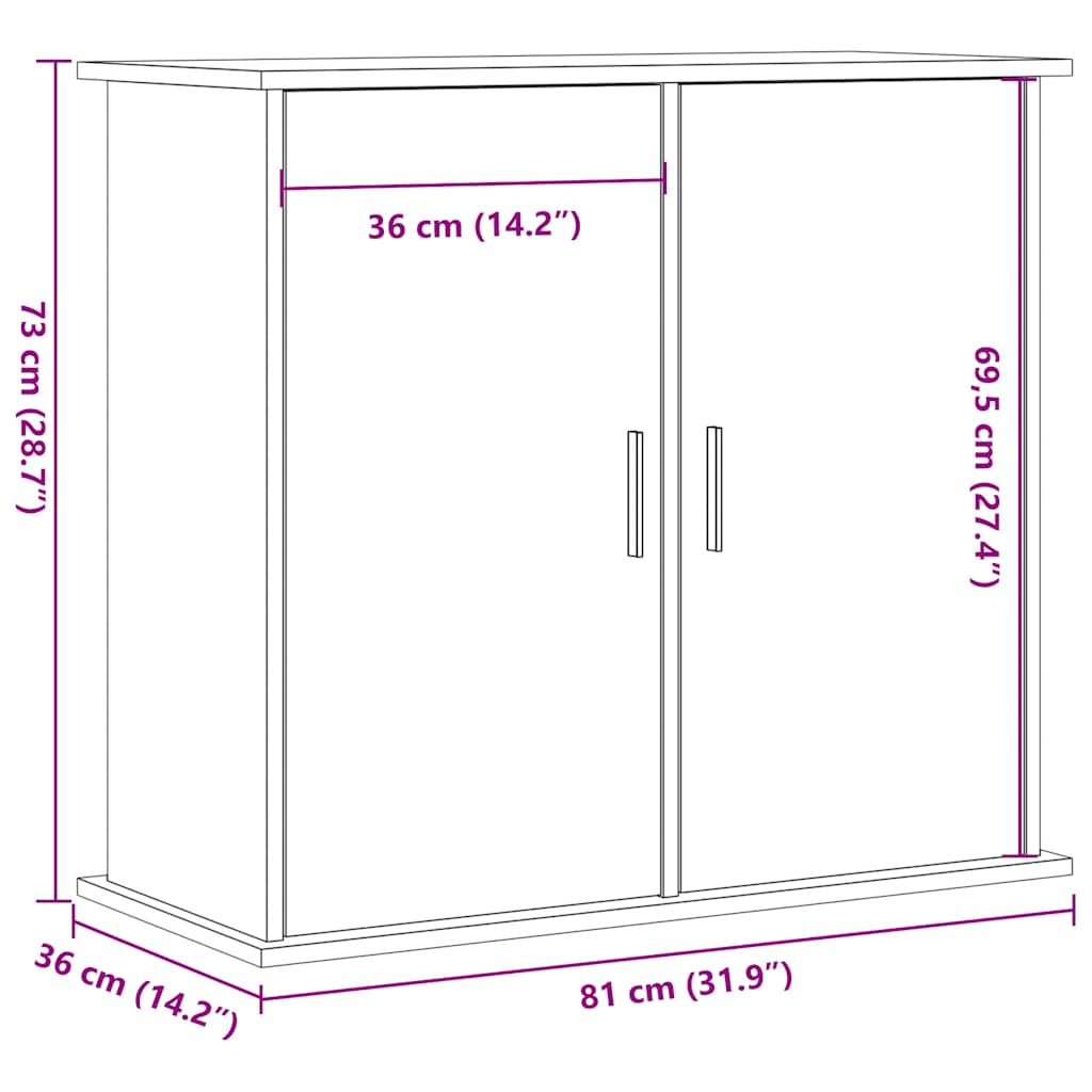 Aquariumstandaard 81x36x73 cm bewerkt hout oud houtkleurig