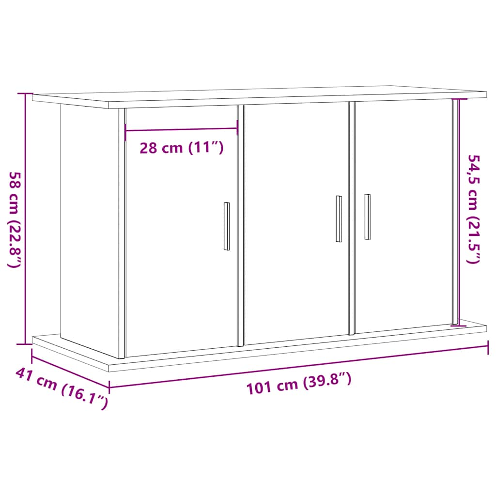 Aquariumstandaard 101x41x58 cm bewerkt hout artisanaal eiken