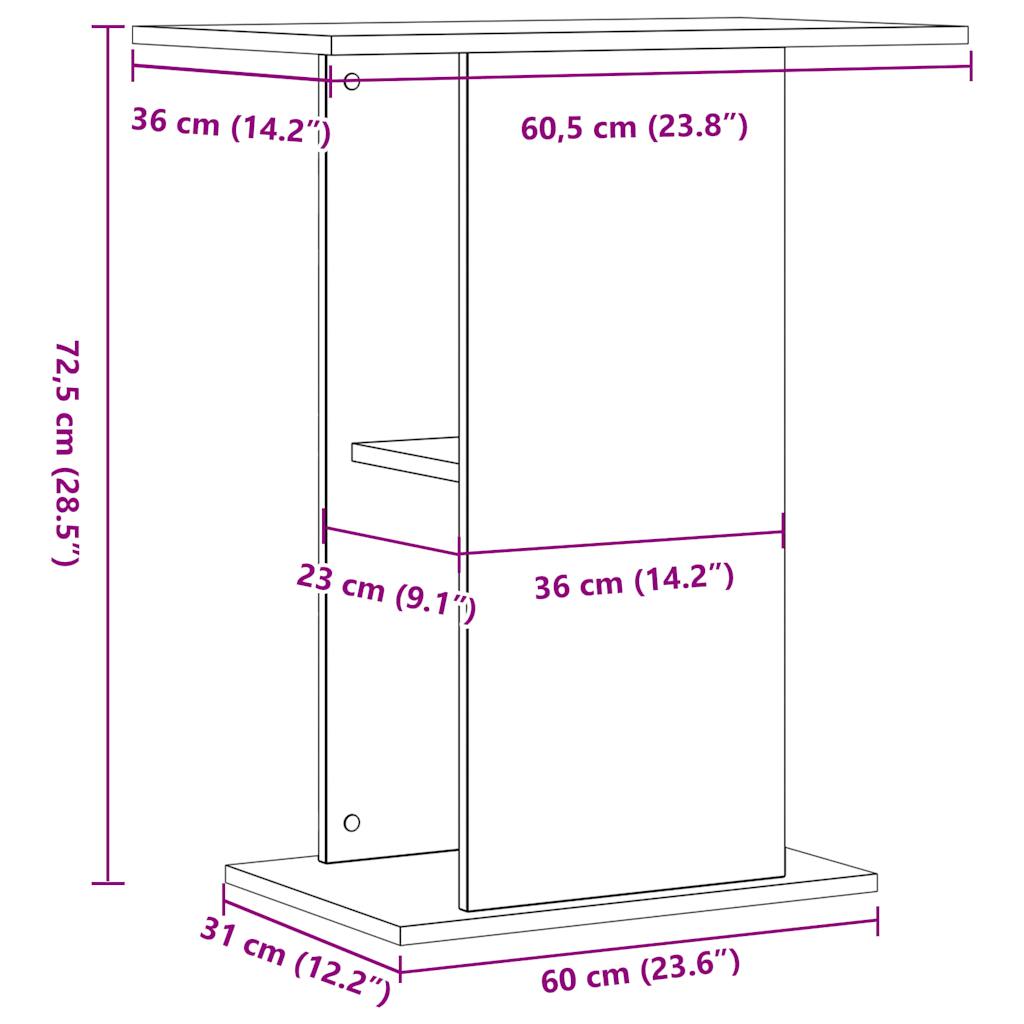 Aquariumstandaard 36x60,5x72,5 cm bewerkt hout oud houtkleurig