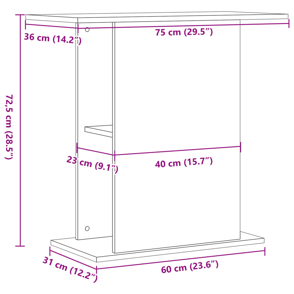 Aquariumstandaard 36x75x72,5 cm bewerkt hout artisanaal eiken