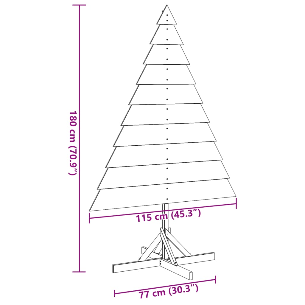 Kerstdecoratie kerstboom 180 cm massief hout