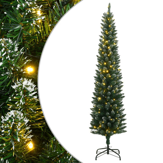 Narrow artificial Christmas tree with 300 LEDs 240 cm