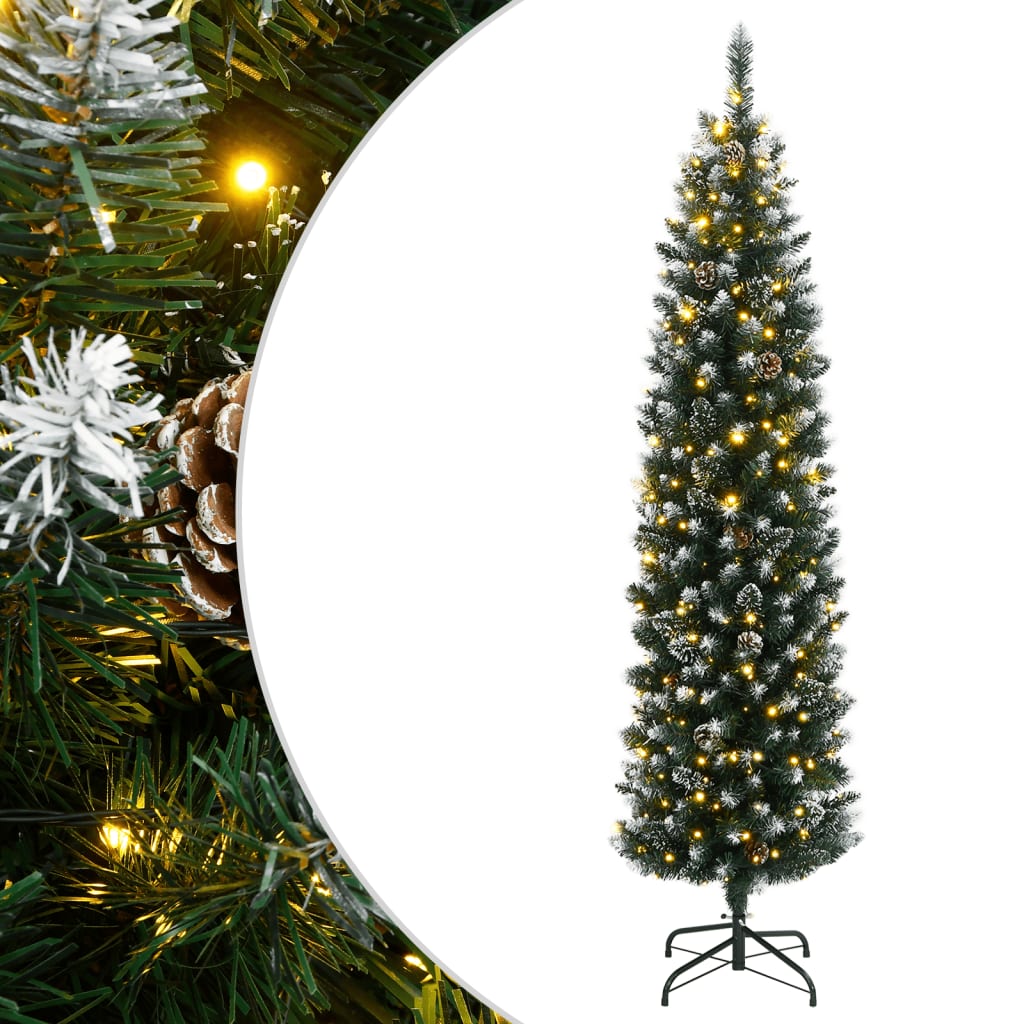 Schmaler künstlicher Weihnachtsbaum mit 150 LEDs 120 cm