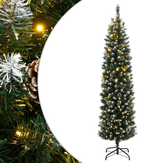 Narrow artificial Christmas tree with 150 LEDs 120 cm