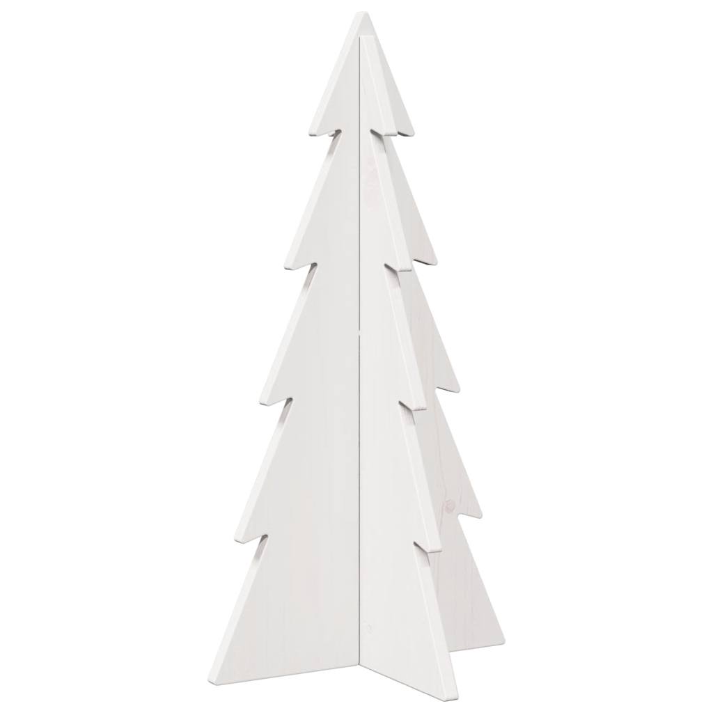 Kerstdecoratie kerstboom 59,5 cm massief grenenhout wit