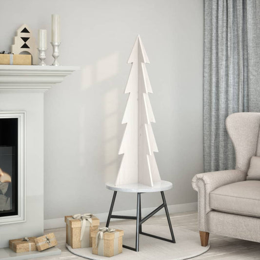 Christmas decoration Christmas tree 112 cm solid pine wood white