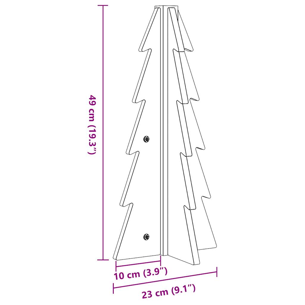 Kerstdecoratie kerstboom 49 cm massief grenenhout wasbruin