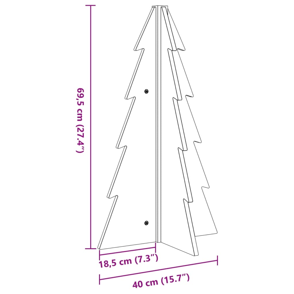 Weihnachtsdekoration Weihnachtsbaum 69,5 cm Kiefernholz massiv