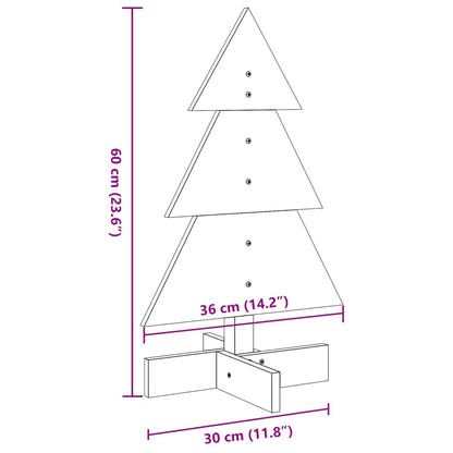 Kerstdecoratie kerstboom 60 cm massief grenenhout