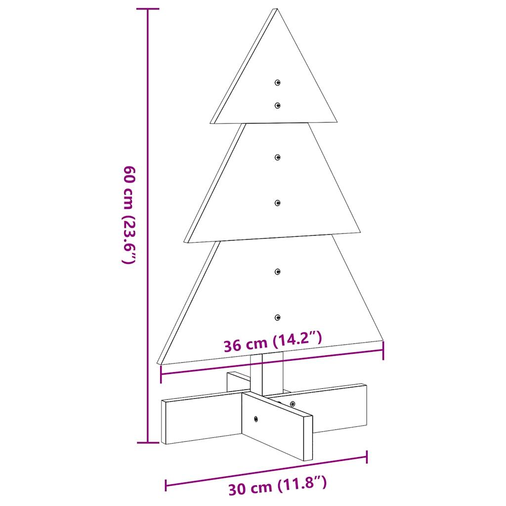 Kerstdecoratie kerstboom 60 cm massief grenenhout wit