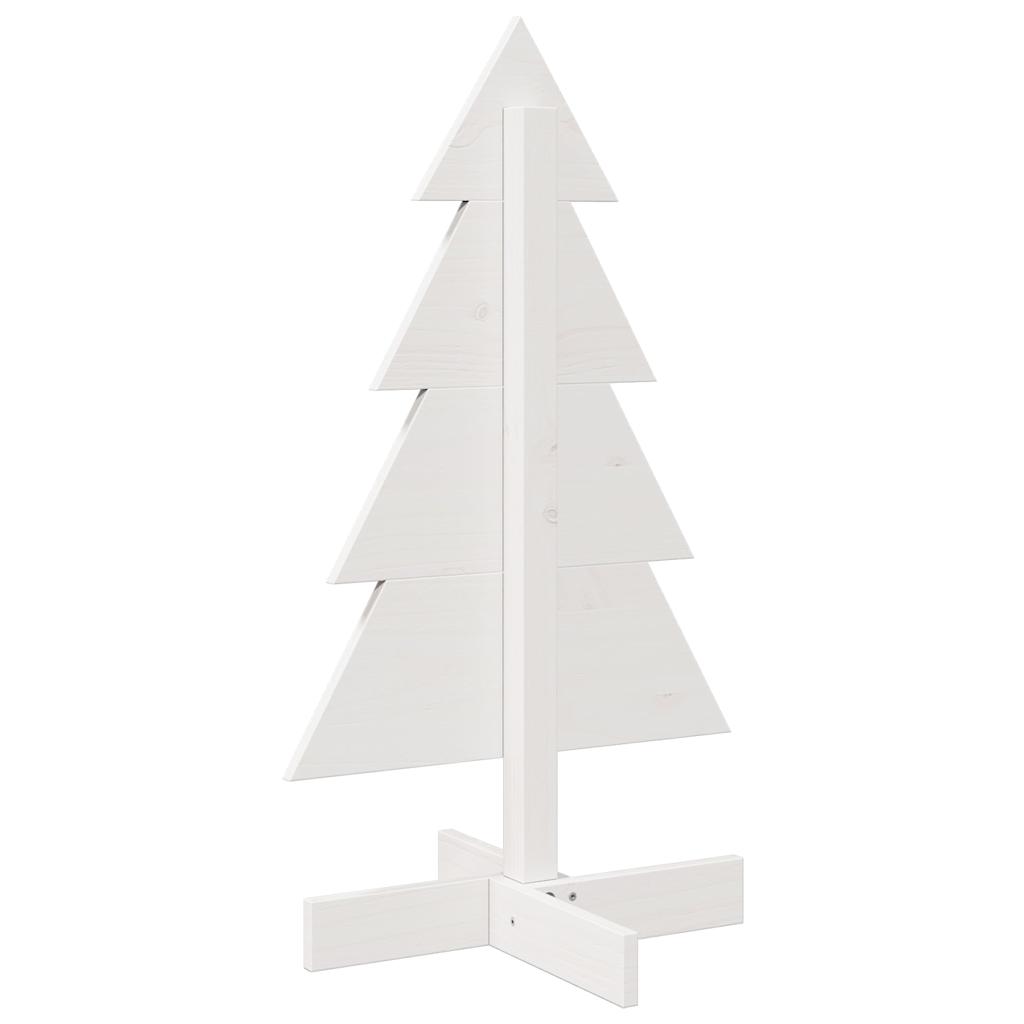 Kerstdecoratie kerstboom 80 cm massief grenenhout wit