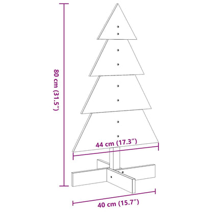 Kerstdecoratie kerstboom 80 cm massief grenenhout wit