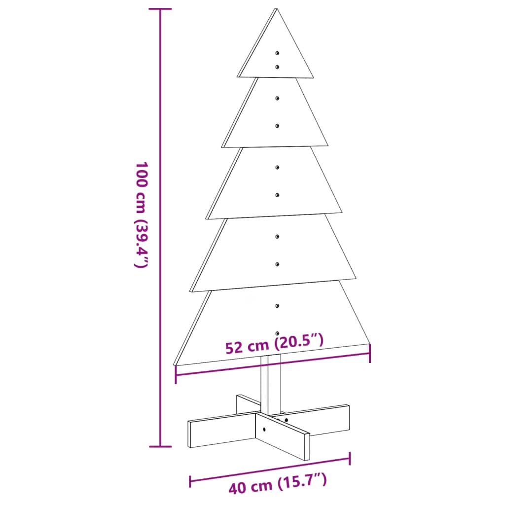 Kerstdecoratie kerstboom 100 cm massief grenenhout