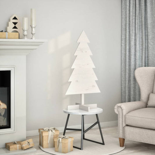 Christmas decoration Christmas tree 100 cm solid pine wood white