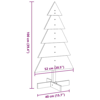 Kerstdecoratie kerstboom 100 cm massief grenenhout wasbruin