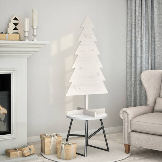 Christmas decoration Christmas tree 120 cm solid pine wood white