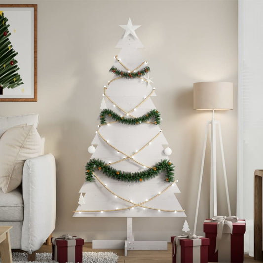 Christmas decoration Christmas tree 150 cm solid pine wood white