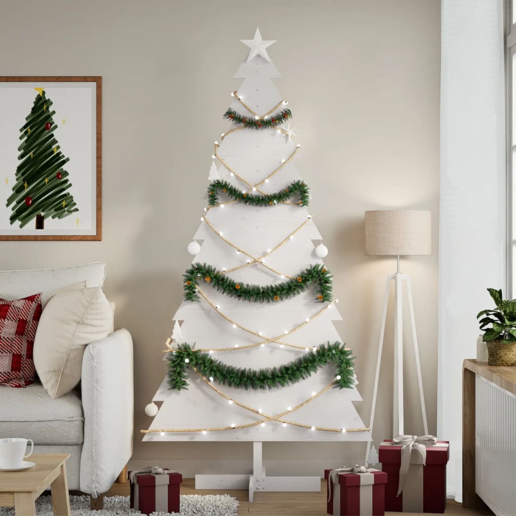 Kerstdecoratie kerstboom 180 cm massief grenenhout wit