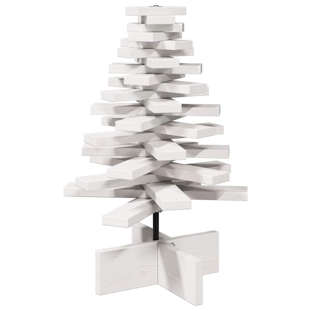 Kerstdecoratie kerstboom 60 cm massief grenenhout wit