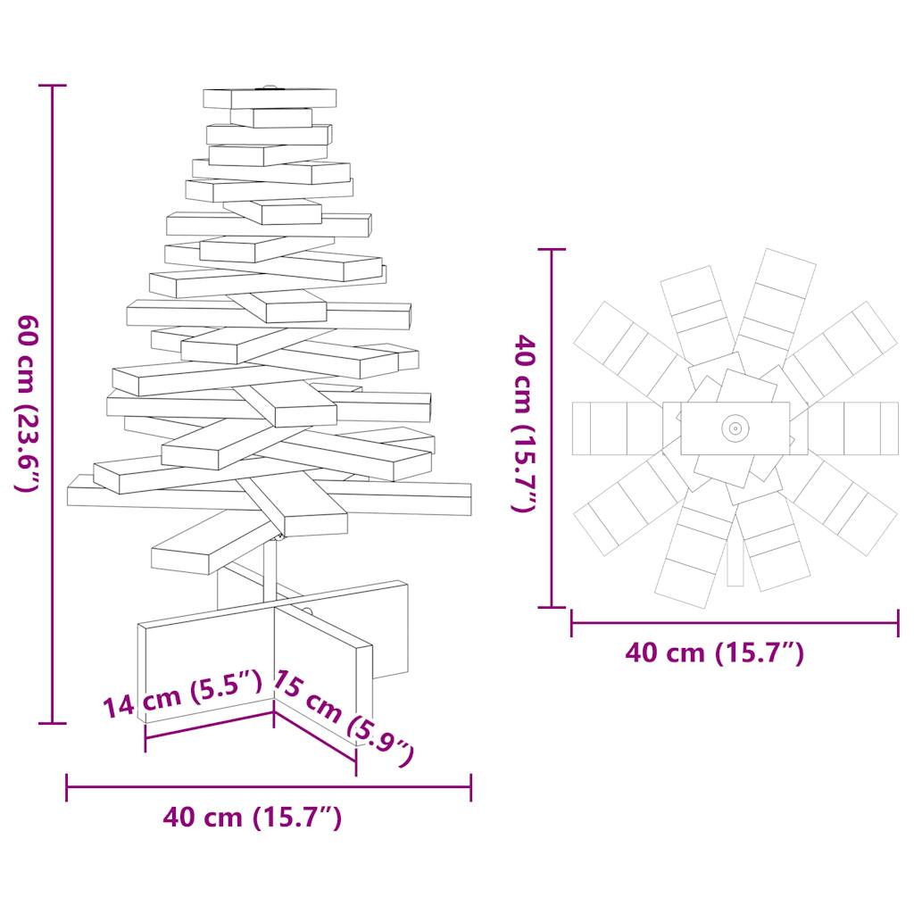 Weihnachtsdekoration Weihnachtsbaum 60 cm Kiefernholz massiv weiß