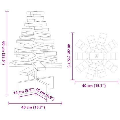 Kerstdecoratie kerstboom 60 cm massief grenenhout wit