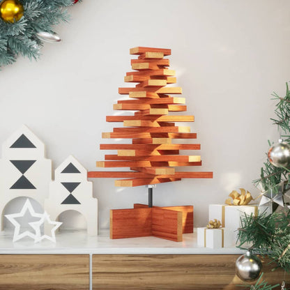 Kerstdecoratie kerstboom 60 cm massief grenenhout wasbruin