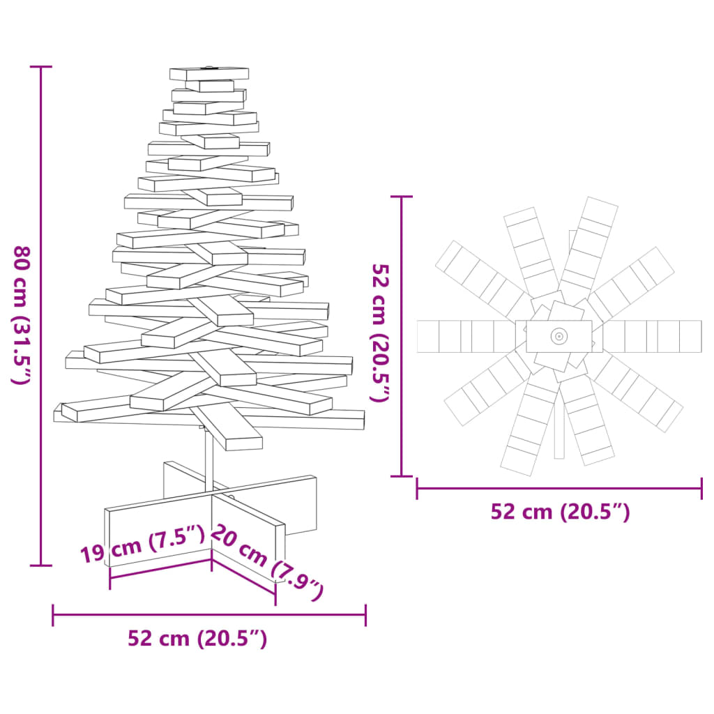 Weihnachtsdekoration Weihnachtsbaum 80 cm Kiefernholz massiv