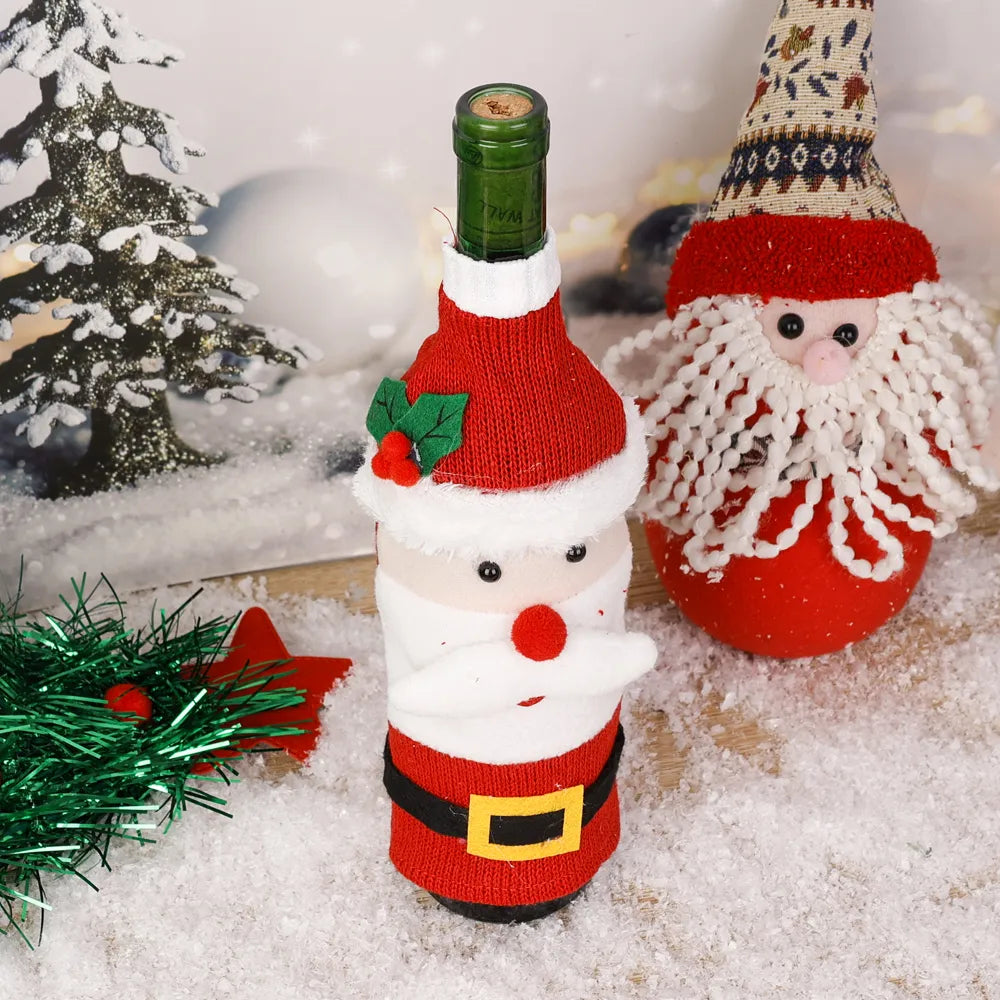 Gemütliche weihnachtliche Weinflaschenhüllen – Schneemann, Weihnachtsmann und Rentier für Ihren festlichen Tisch!